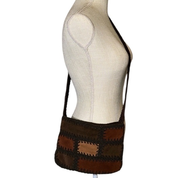 Vintage Nine West Suede Leather Patchwork Crossbody Bag Women Boho Hippie Gypsy - Picture 2 of 7